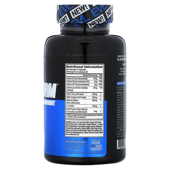 Evl Trans4orm Potenciador De Energía Termogénico 120 Capsulas