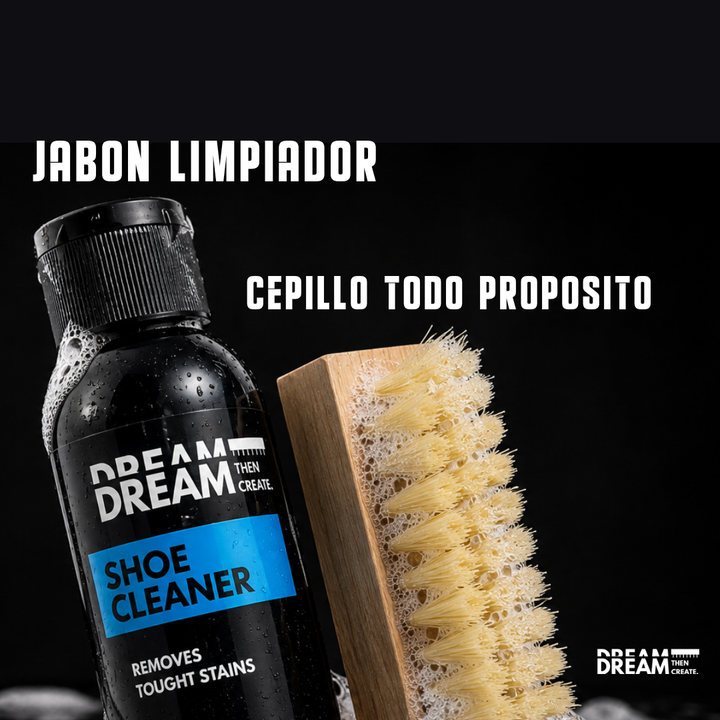 Dream KIT | Cepillo | Microfibra Y Limpiador Para Tenis Multiusos 120 Ml Piel, Gamuza Y Mas