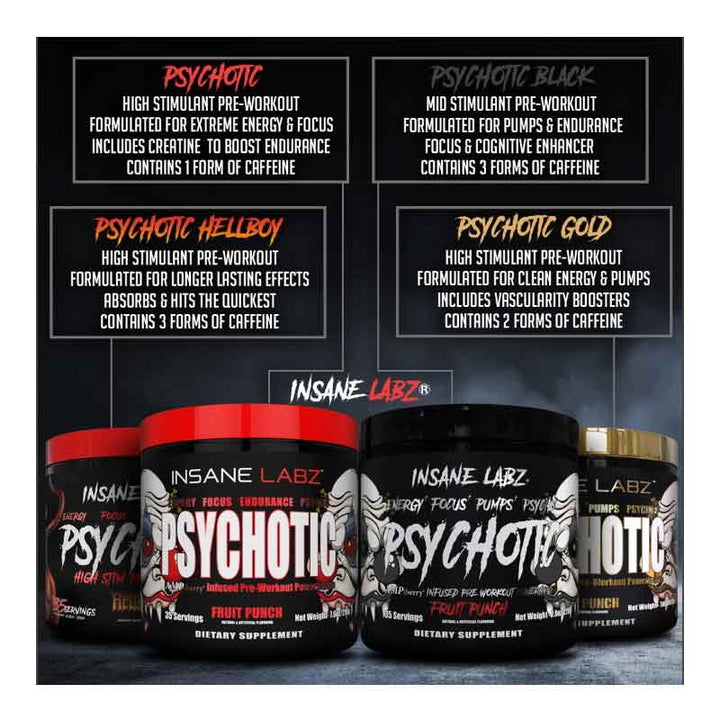 Insane Labz Psychotic Gold Oxido Nítrico Pre Entreno 200gr