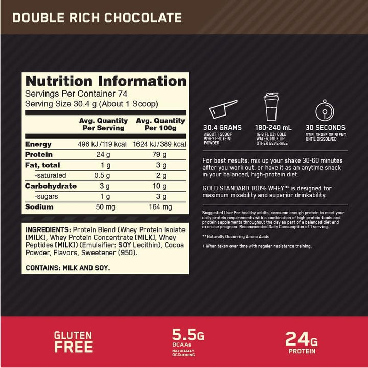 Optimun Gold Standard 100% Whey 5Lb Double Rich Chocolate