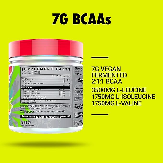 Ghost BCAA Aminoácidos Kiwi Strawberry 315g 30 Servings