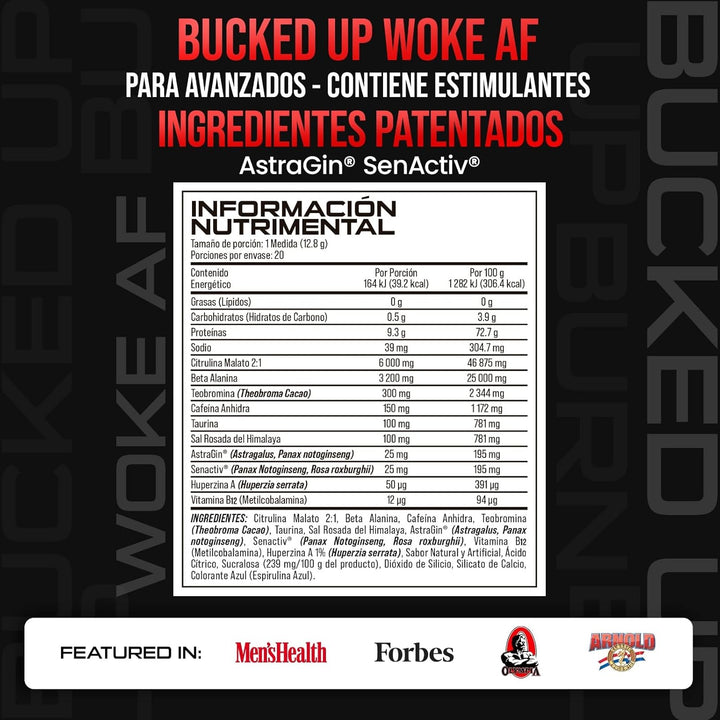 BuckedUp Woke AF Pre Nootropico 20 Servicios Blue Razz Lemonade