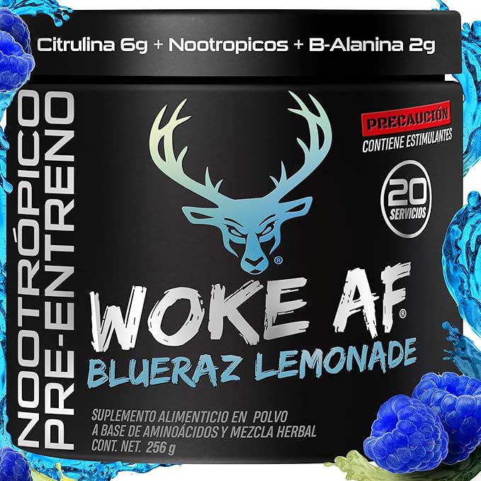 BuckedUp Woke AF Pre Nootropico 20 Servicios Blue Razz Lemonade