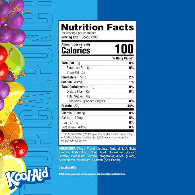 Proteína Ryse Kool-aid Tropical Punch 600g 20 Servicios