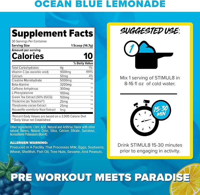 Finaflex Stimul8 Calypso 30 Servicios  Ocean Blue Lemonade