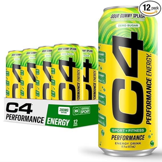 12 Latas Cellucor C4 Energy Zero Sugar 16Oz Sour Gummy Splash