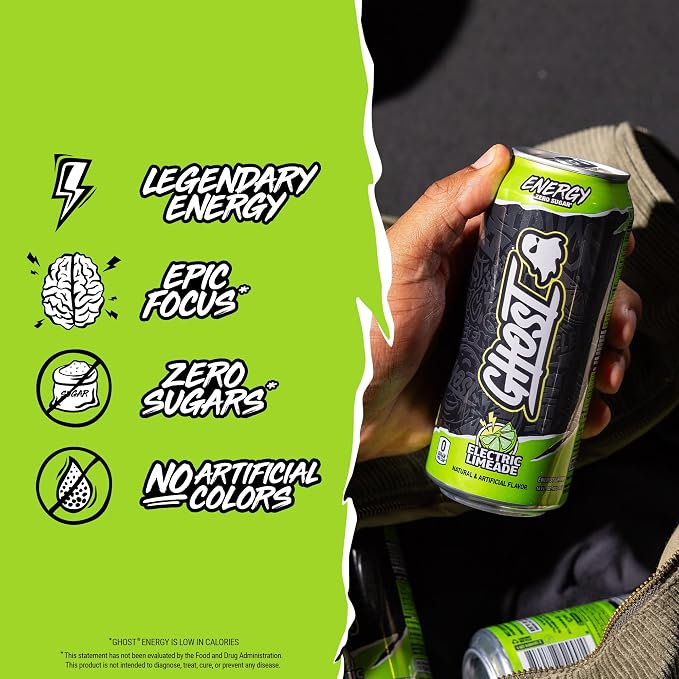 Bebida Energética Ghost Electric Limeade Zero Azúcar 12 Pack