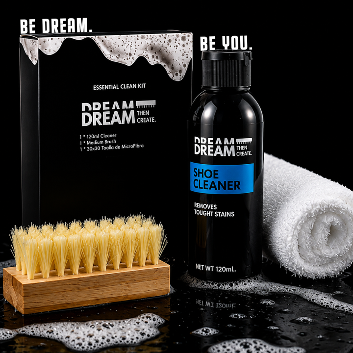 Dream KIT | Cepillo | Microfibra Y Limpiador Para Tenis Multiusos 120 Ml Piel, Gamuza Y Mas