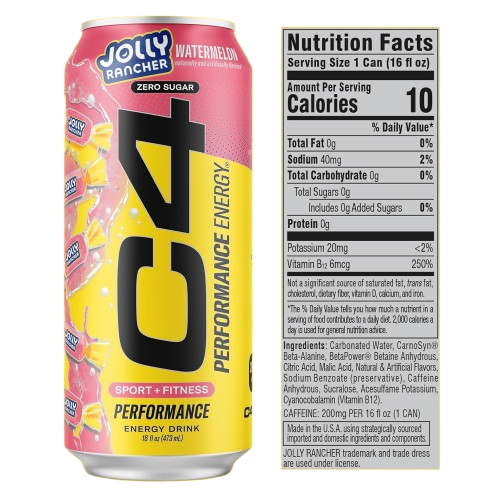 12 Latas Cellucor C4 Energy Zero Sugar 16Oz Jolly Rancher Watermelon
