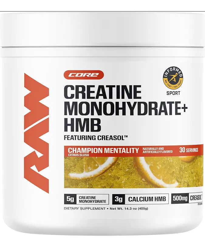 Raw Creatina + Hmb Con Creasol 405g Polvo Citrus Slush