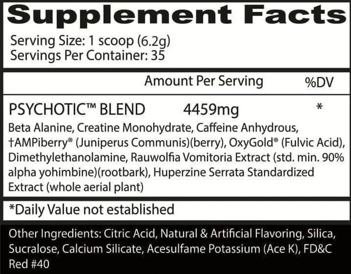 Pre Entreno Insane Labz Psychotic 35 Servicios Los Sab Sabor Caramelo De Sangre Dia De Muertos