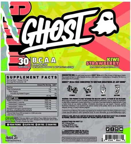 Ghost BCAA Aminoácidos Kiwi Strawberry 315g 30 Servings