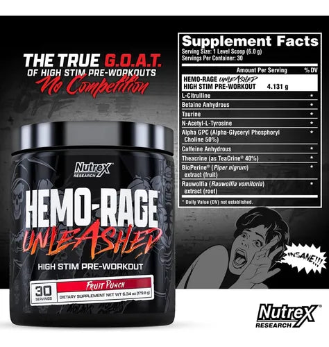 Nutrex Hemo Rage Unleashed 30Servings Fruit Punch