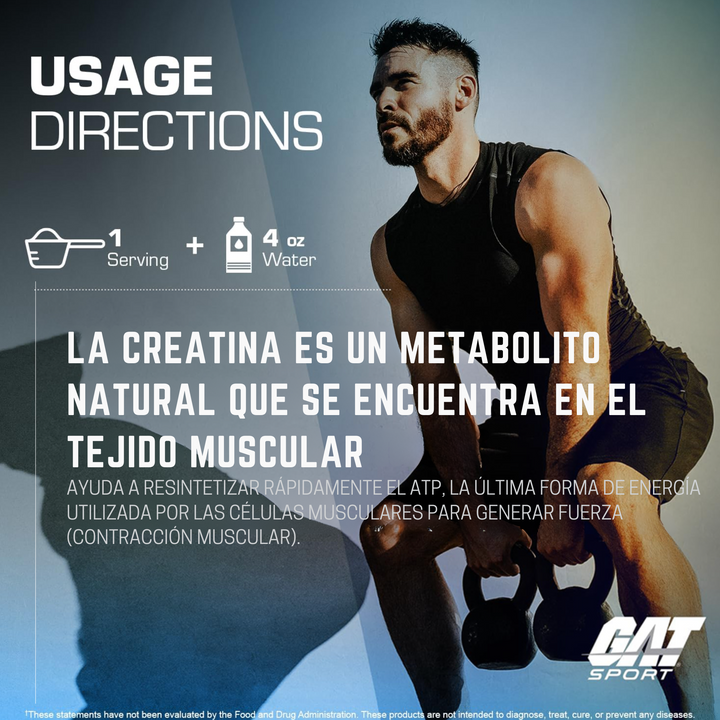 Creatina Monohidratada Gat Sport 1kg 200 Servicios