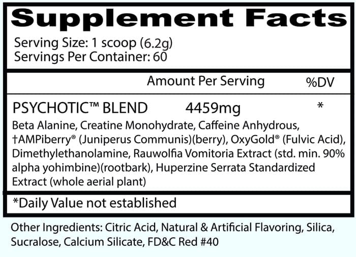 Insane Labz Psychotic – Fórmula de Pre Entreno 60 Servicios