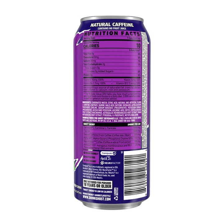 Ghost Energy Bebida Energética 16 Onz 12 Pack  Welch's Grape